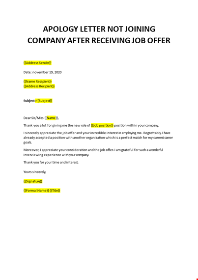 declining a job offer template