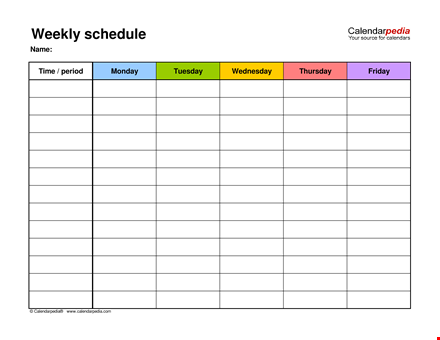 weekly schedule monday to friday in color template