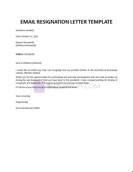 email resignation letter template template