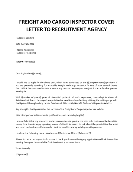 freight inspector cover letter template