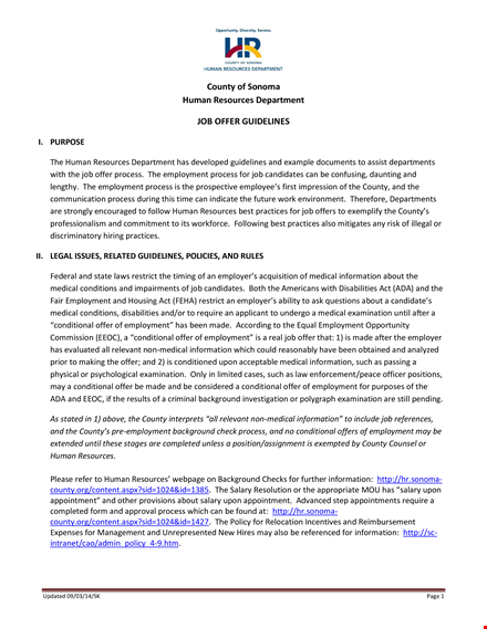 offer letter guidelines | employment offer for county template