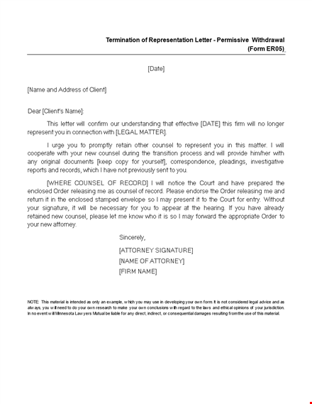termination of representation letter template