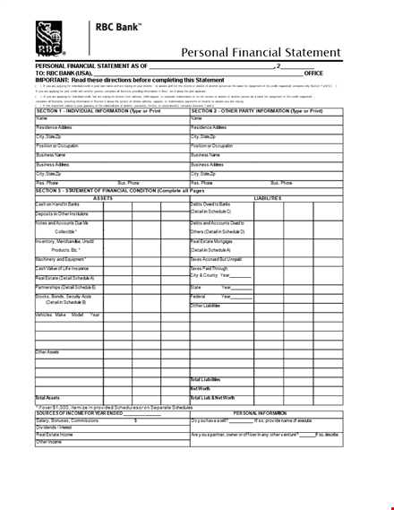 free personal financial statement template - manage your credit & income with ease template