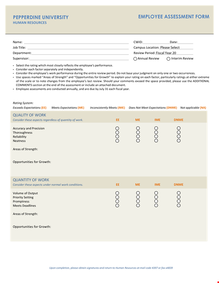 effective performance review examples for employee growth in key areas template