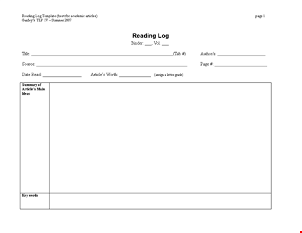 free reading log template | keep track of your books template