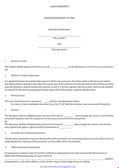loan agreement template - create a binding contract for borrower and lender with interest and shall template