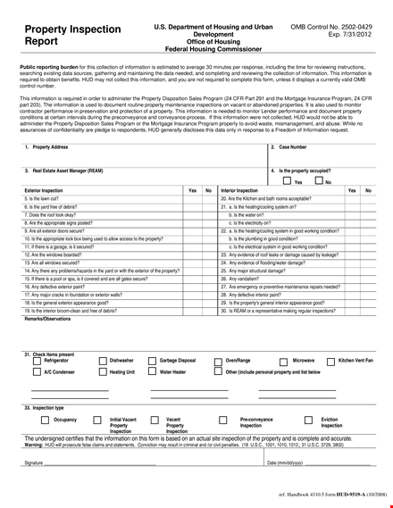 property inspection report template