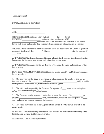 loan agreement template - create a binding agreement between borrower and lender template