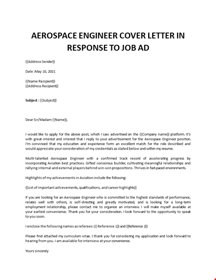 aerospace engineer cover letter  template