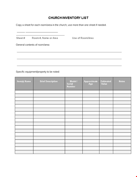 church inventory spreadsheet - simplify your tracking process template