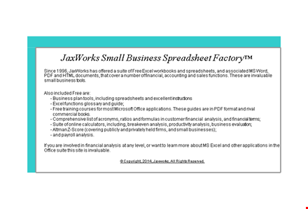 small business budget template for financial analysis - jaxworks template