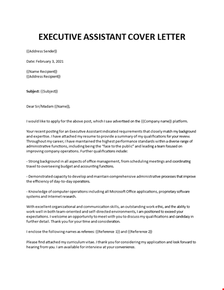 executive assistant cover letter template