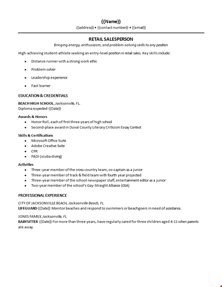 high school resume template