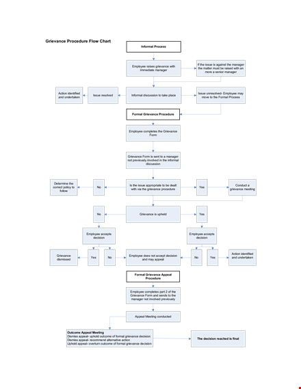 effective grievance management process: flow chart for employee and manager appeals and decisions template