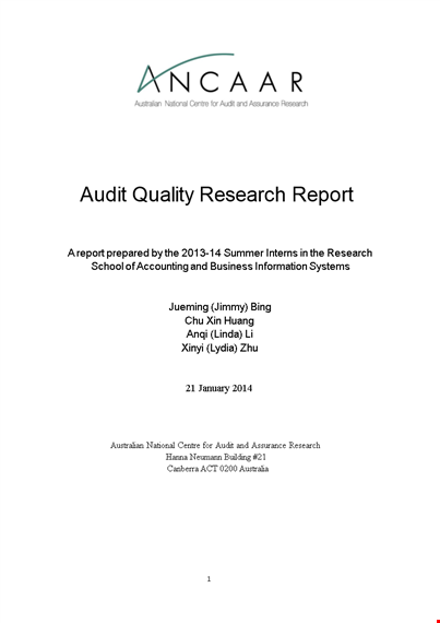 research audit - quality, earnings, and audit insights | document templates template