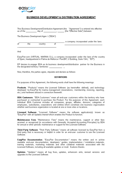 software distribution agreement for effective distribution and cooperation template