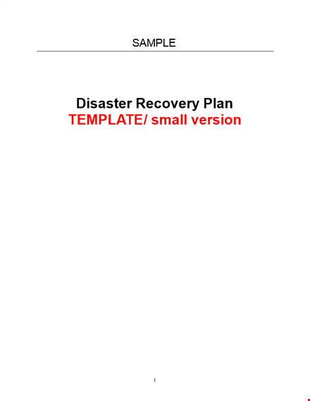 create a robust disaster recovery plan with our template - act fast in emergencies template