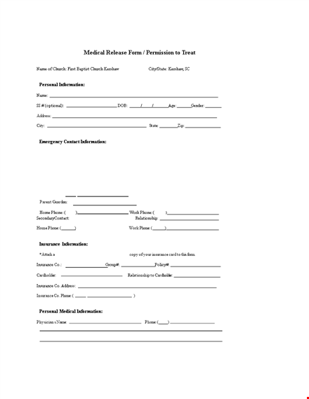 medical release form template template