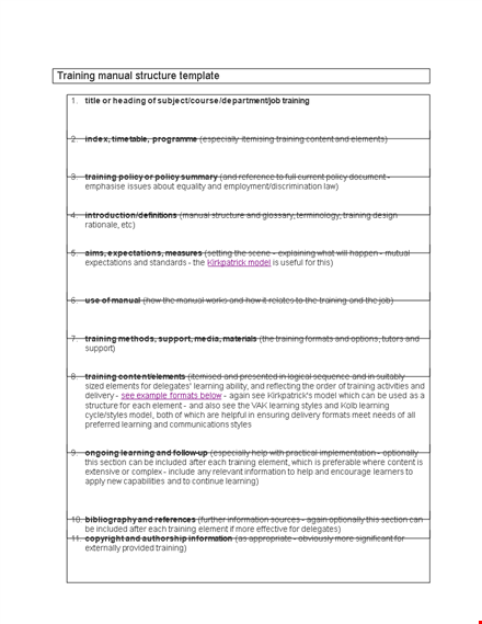 create effective training manuals | content, structure & learning template