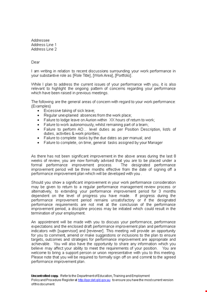 improving employee performance: warning letter template