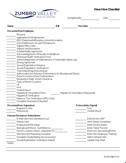 ultimate new hire checklist - steps to verify, check and enter employee information template