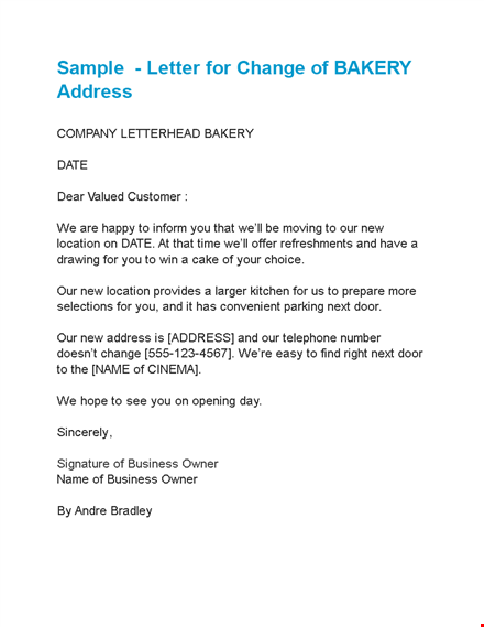 change of address letter for bakery template