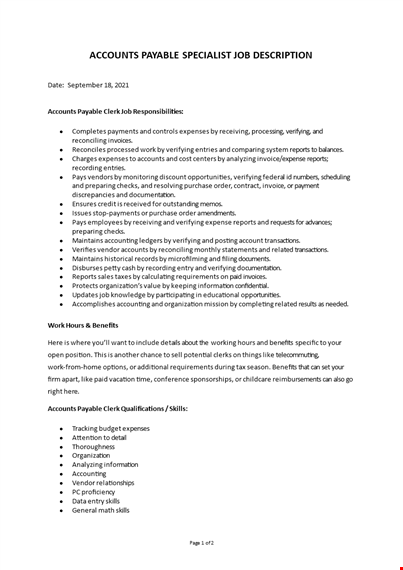 accounts payable specialist job description template