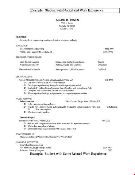 sample resume objective for no work experience | education, experience | wichita, angelo template