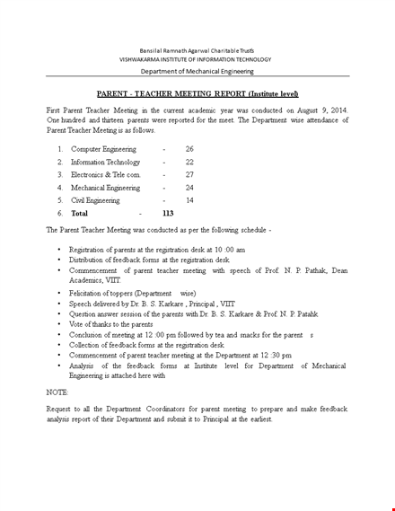 parent teacher meeting report - efficiently connect with parents, teachers, and departments template