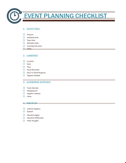 event planning template - simplify your planning process and get the needed supplies template