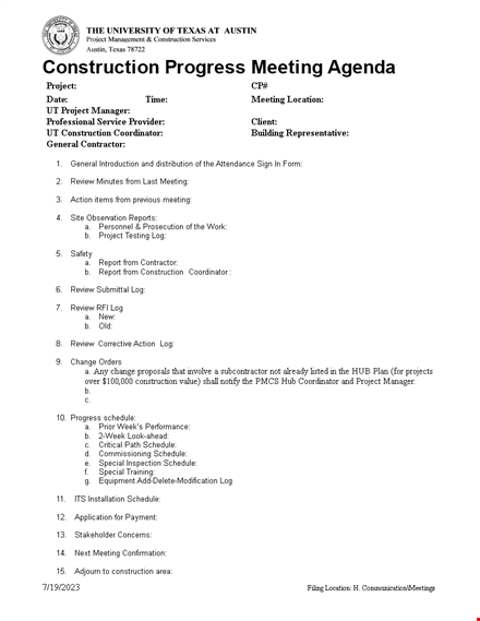 construction meeting agenda template