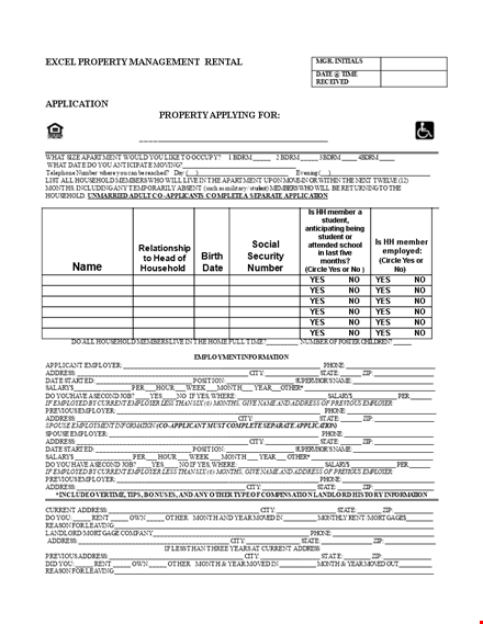 property management rental application template