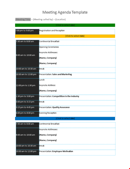 meeting agenda template for productive company meetings template