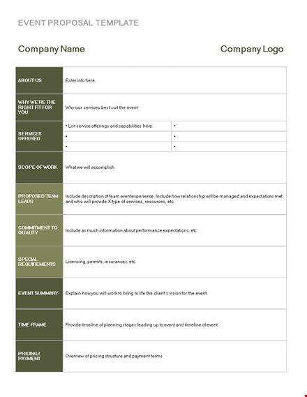 custom event proposal template for services - streamline your planning process template