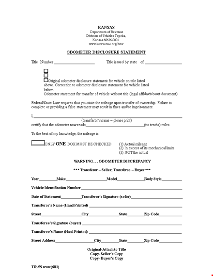 secure your vehicle title with our state-approved odometer disclosure statement template