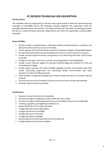 it technician job description template