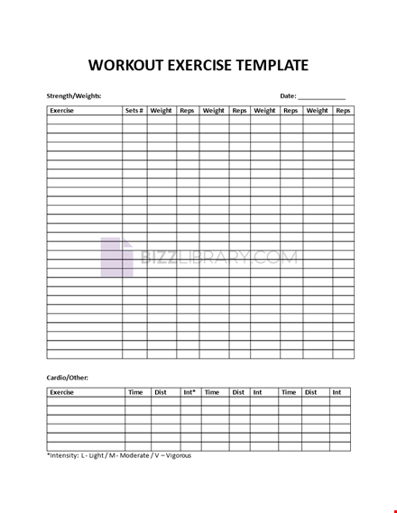 workout exercise template