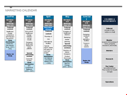 marketing content calendar template - plan, create, and close your marketing materials template