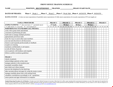 sample office training schedule for managing expectations in each phase template