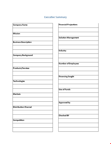 executive summary template - create a comprehensive company mission summary now template