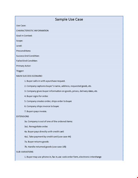 buyer order use case template for company - download now template