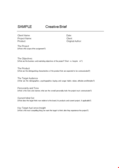 get started on your project with our creative brief template template