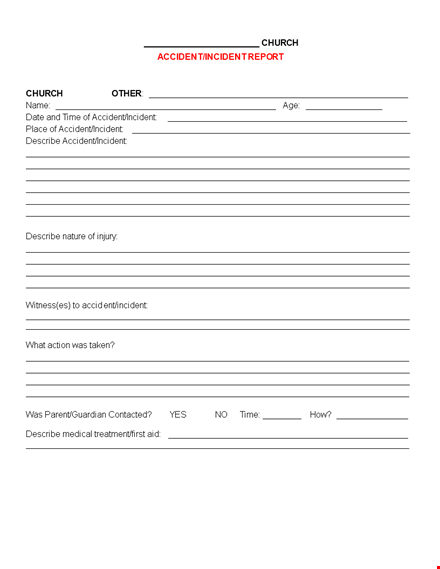 free incident report template for churches | easily document accidents template