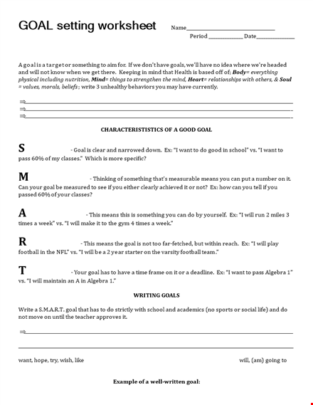 effective goal setting template for achieving success template