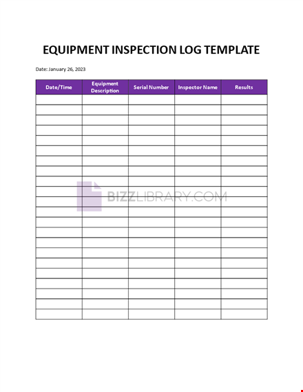 equipment inspection log template