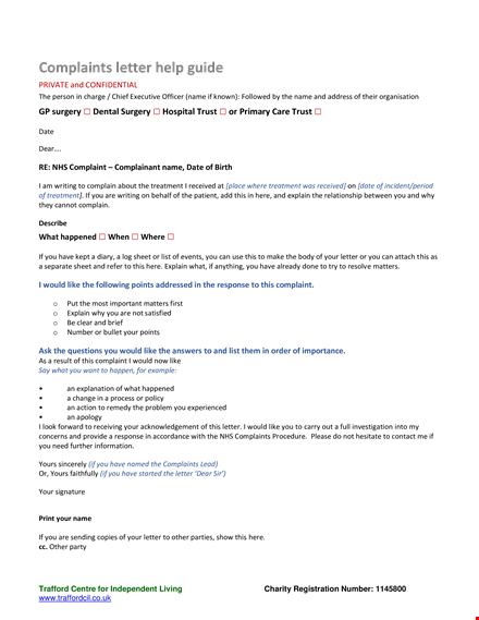 official complaint sample letter template