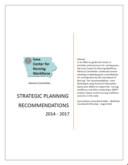 nursing department strategic plan - center for workforce | quarterly initiatives template