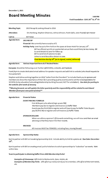 free informal meeting minutes template template