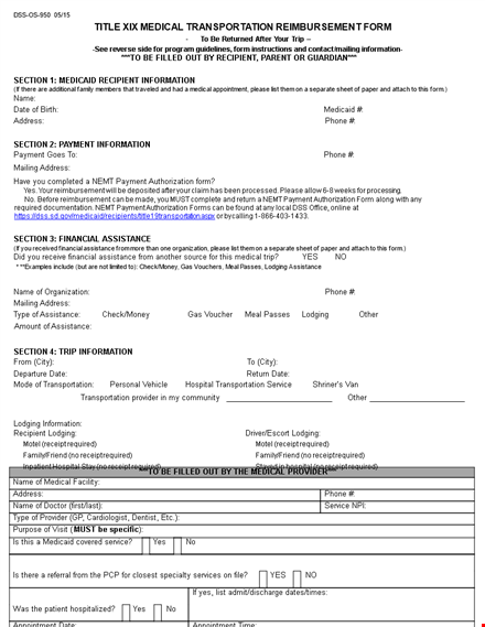 medical assistance reimbursement form | section available template