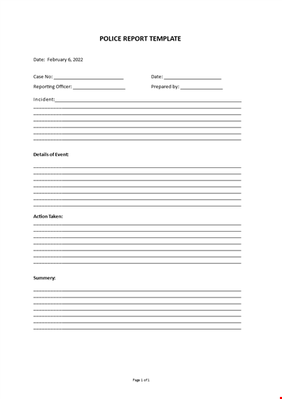 police report template template